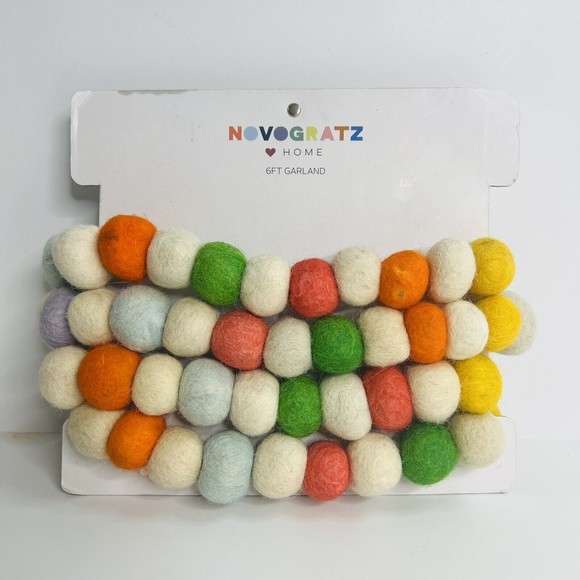 Novogratz Other - Novogratz Home Christmas Tree Multicolor Wool Ball Garland 6' Long Colorful New